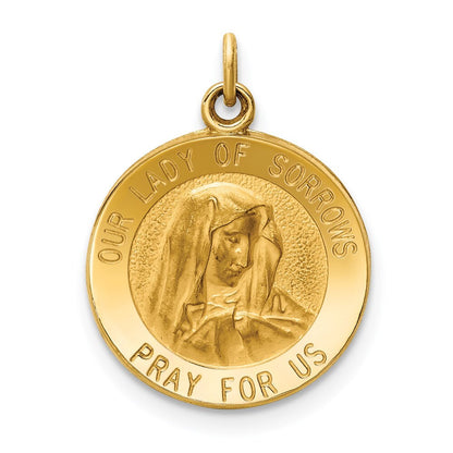 14k Yellow Gold Our Lady of Sorrows Medal Charm Pendant for Women