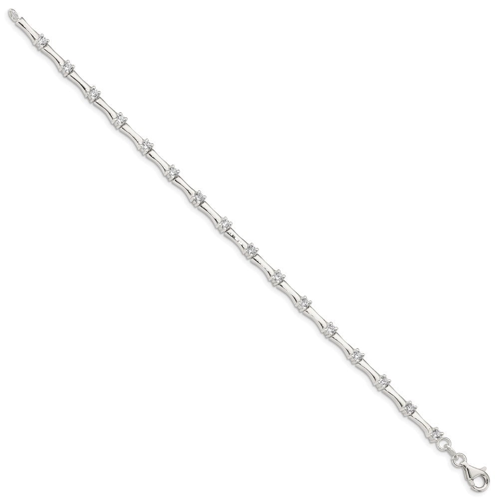 Sterling Silver CZ Fancy Polished Bracelet