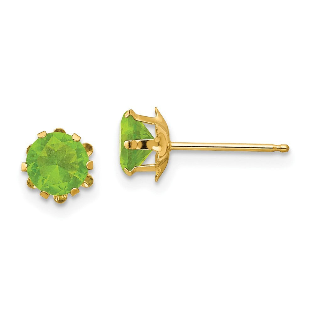 14k Yellow Gold Madi K 5mm CZ Birthstone(Aug) Earrings