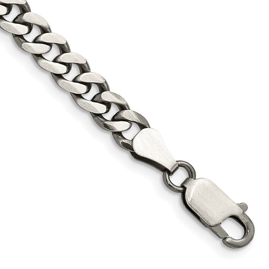 Sterling Silver Antiqued 6.0mm Curb Chain Bracelet