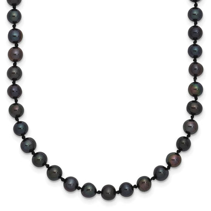 Sterling Silver Rhodium-plated 4-5mm Black Cultured Pearl Necklace 18"