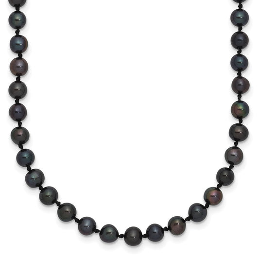 Sterling Silver Rhodium-plated 4-5mm Black Cultured Pearl Necklace 18"