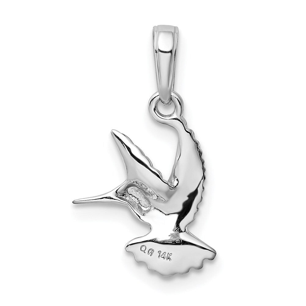 14k White Gold Hummingbird Pendant for Women