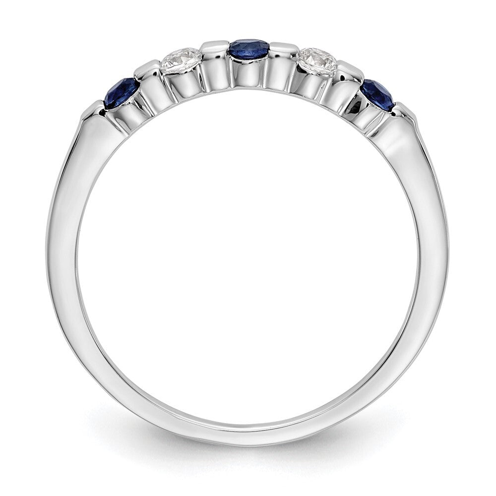 14k White Gold 1/10 carat Diamond and Blue Sapphire Complete Band Size 7