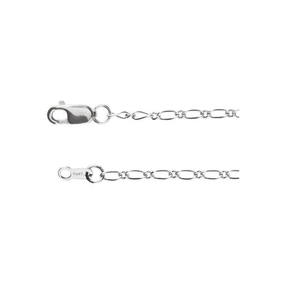 14k White Gold 1.5 mm Figaro 24" Chain Necklace Fine Gift for Women