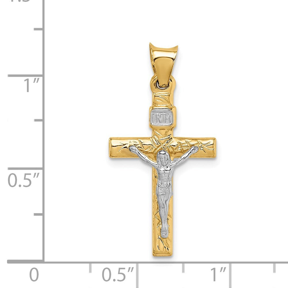 14k Two-tone Gold Crucifix Pendant for Women