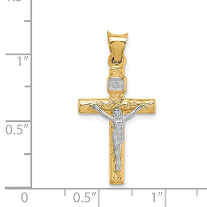 14k Two-tone Gold Crucifix Pendant for Women