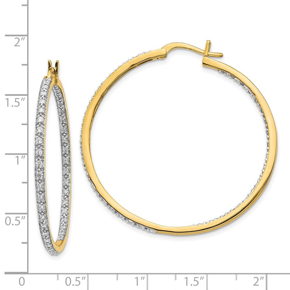 14k Yellow Gold Diamond In/Out Hoop Earrings