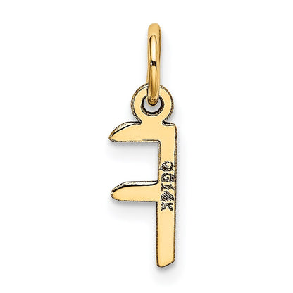 14k Yellow Gold Small Slanted Block Letter F Initial Charm Pendant for Women