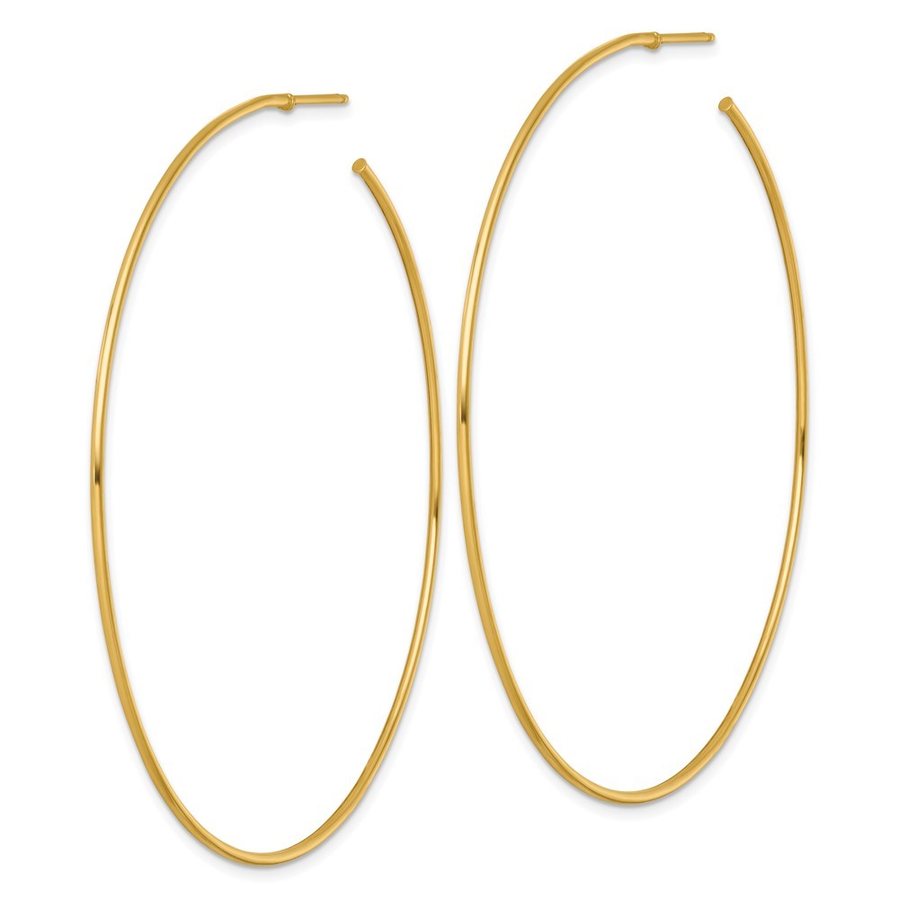 14k Yellow Gold Polished 1.2 x 70mm Solid C-Hoop Earrings