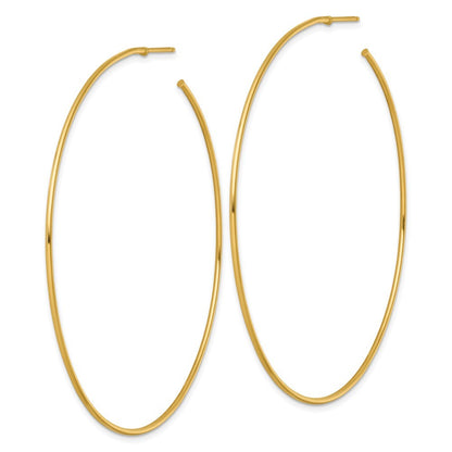 14k Yellow Gold Polished 1.2 x 70mm Solid C-Hoop Earrings