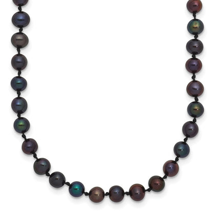 14k Yellow Gold 4-5mm Black Freshwater Cultured Pearl 18 inch Necklace
