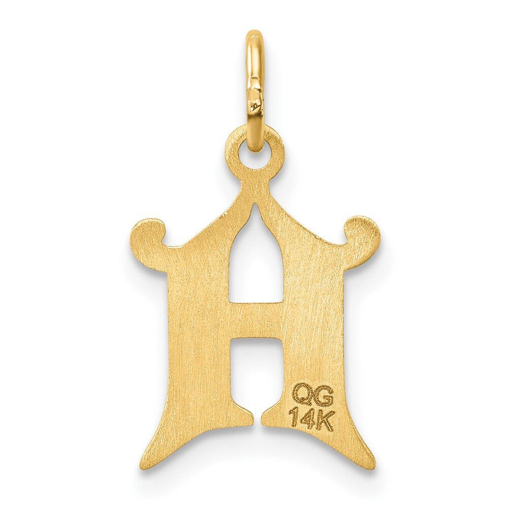 14k Yellow Gold Diamond-cut Letter H Initial Charm Pendant for Women