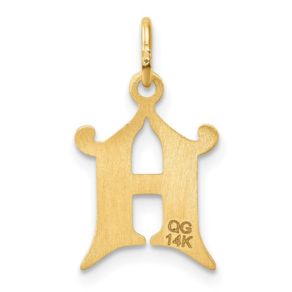 14k Yellow Gold Diamond-cut Letter H Initial Charm Pendant for Women