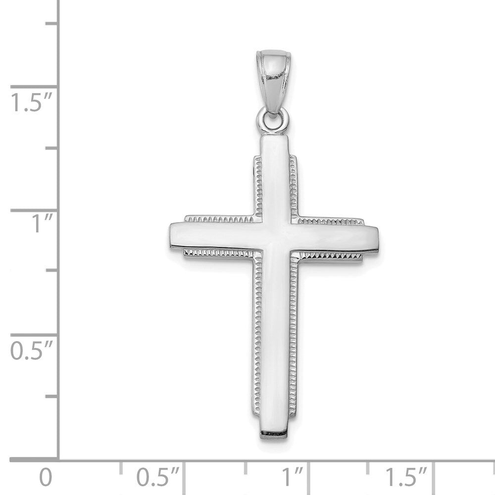 14k White Gold Solid Cross Pendant for Women