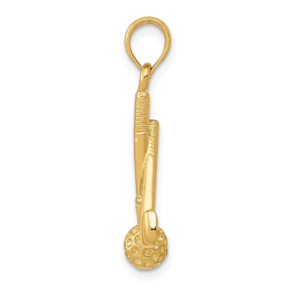14k Yellow Gold 3-D Clubs and Ball Pendant for Women