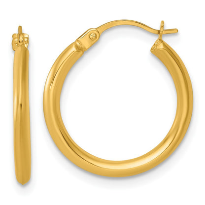 14k Yellow Gold Polished 2.00 x 18.00mm Round Tube Hoop Earrings
