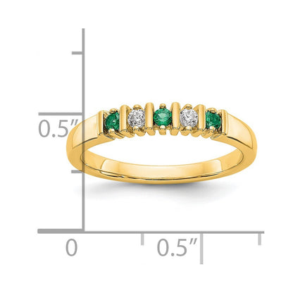 14K Yellow Gold Yellow Gold 1/15 carat Diamond and Emerald Complete Band Size 7