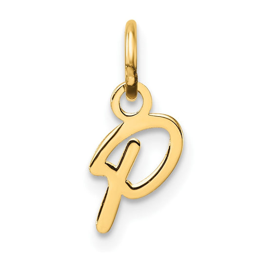 14k Yellow Gold Uppercase Letter P Initial Charm Pendant