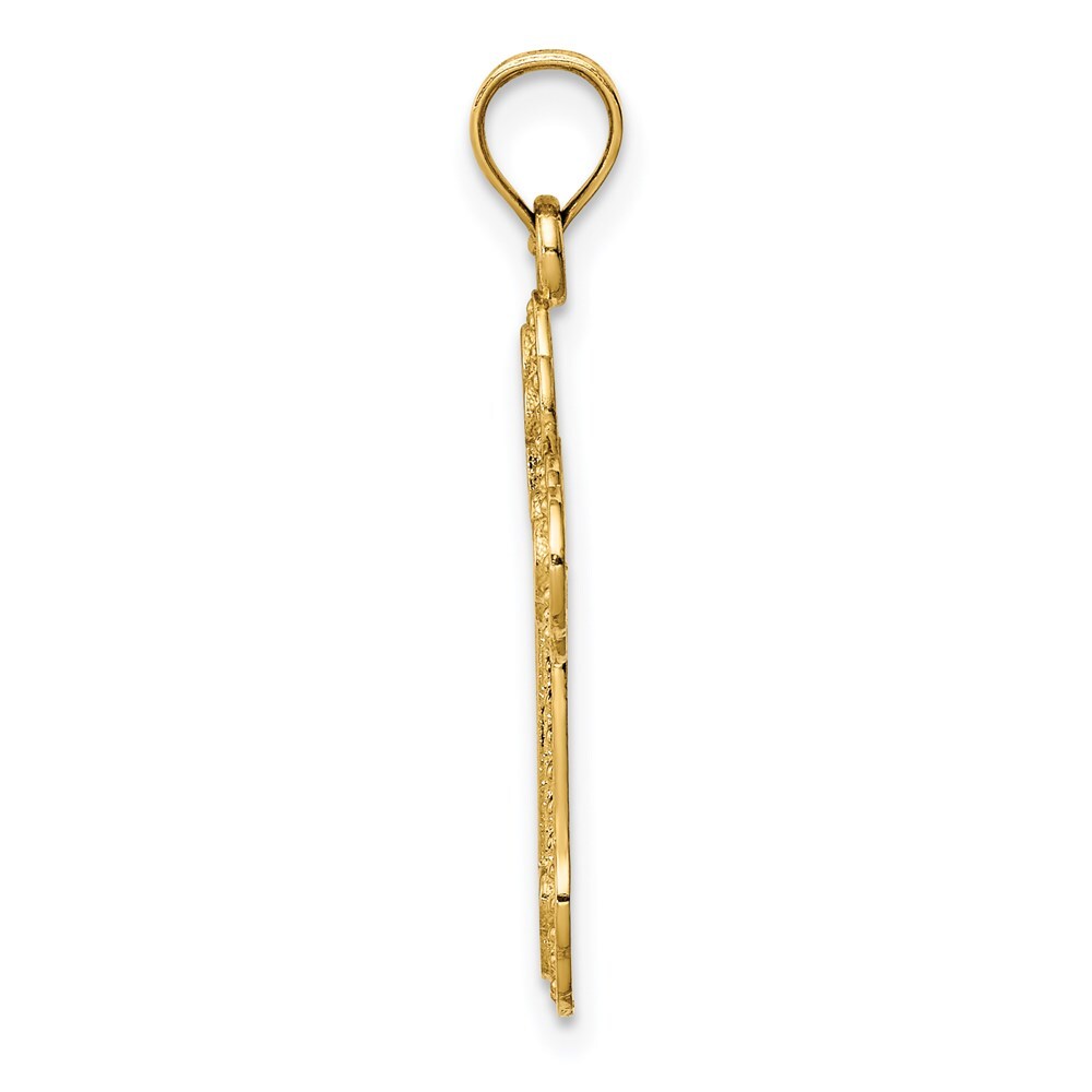 14k Yellow Gold Cut-out Budded Cross Charm Pendant for Women