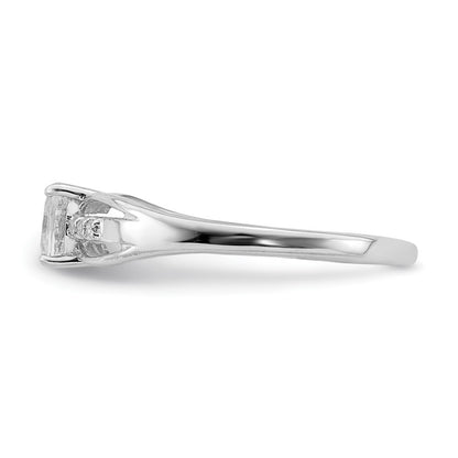 Sterling Silver Rhod-plated Diamond White Topaz Ring Size 8