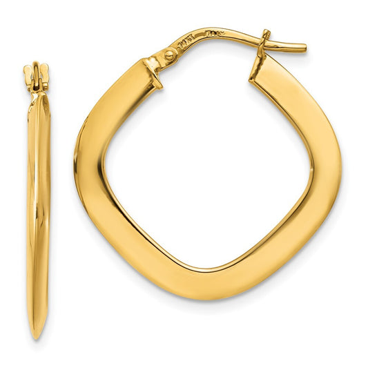 14k Yellow Gold Tapered Square Hoop Earrings Gift for Women