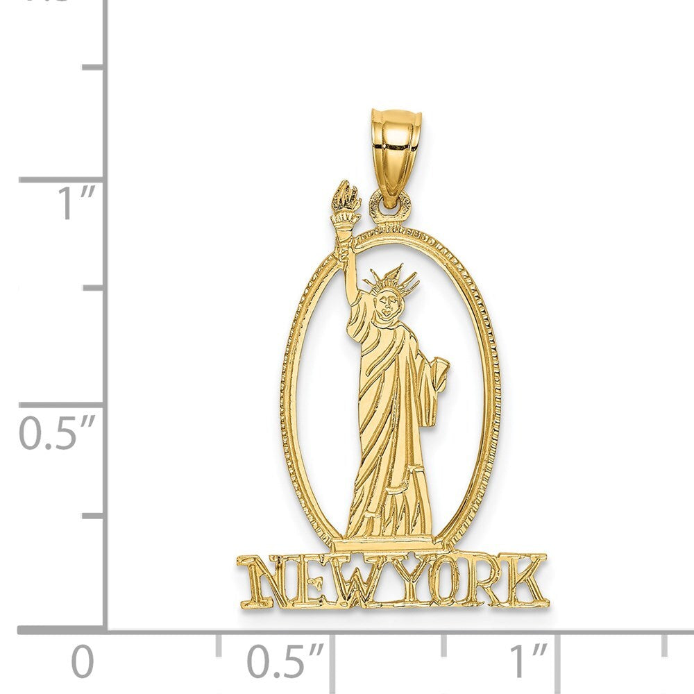 14k Yellow Gold Cut-out NEW YORK Statue of Liberty Charm