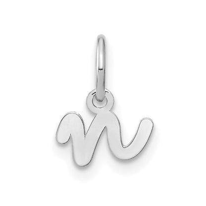 14k White Gold Lower case Letter N Initial Charm Pendant for Women