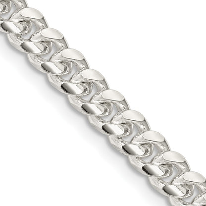 Sterling Silver 5mm Domed w/ Side Diamond-Cut Curb Chain Necklace
