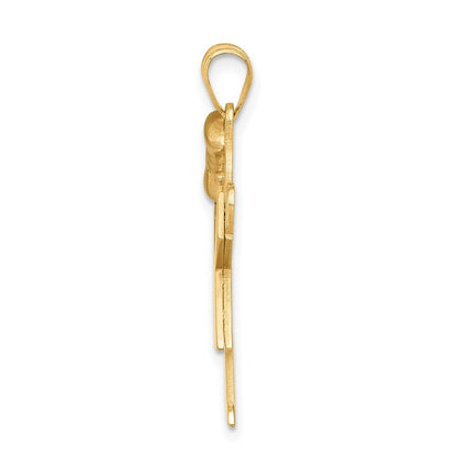 14k Two-Tone Gold Large Girl w Bow on Left Engravable Charm
