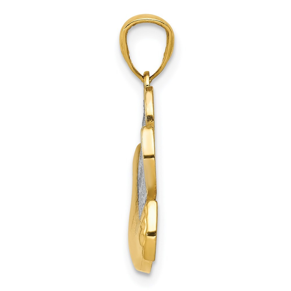 14k Yellow Gold Rhodium Peace Dove Pendant for Women