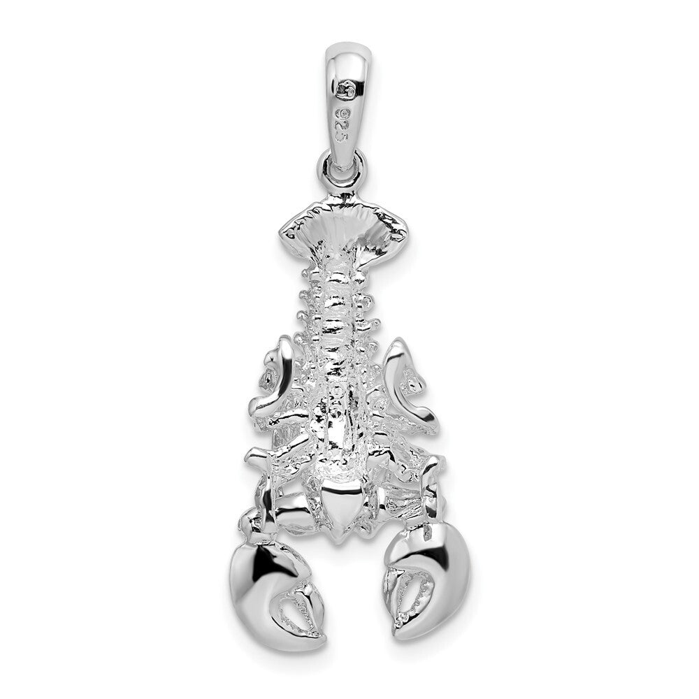 Sterling Silver Rhodium-Plated Polished Moveable Lobster Pendant