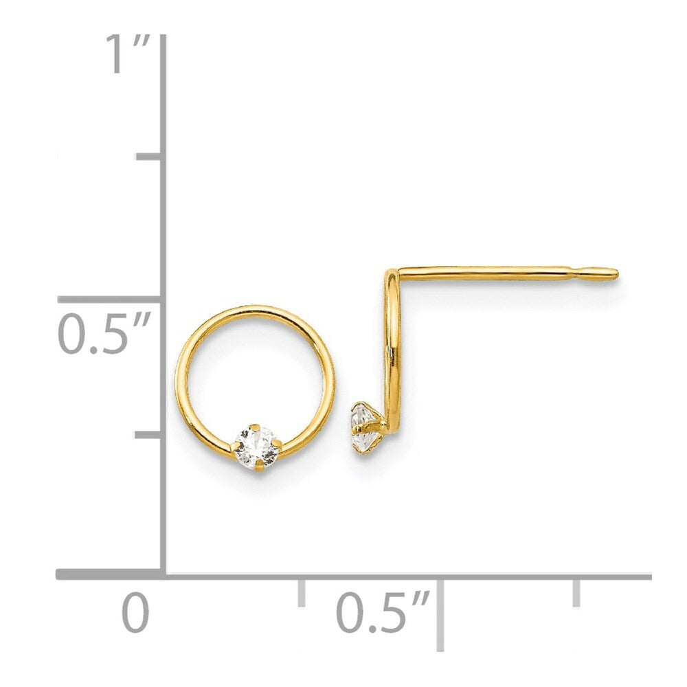 14k Yellow Gold Cubic Zirconia Children's Circle Stud Earrings