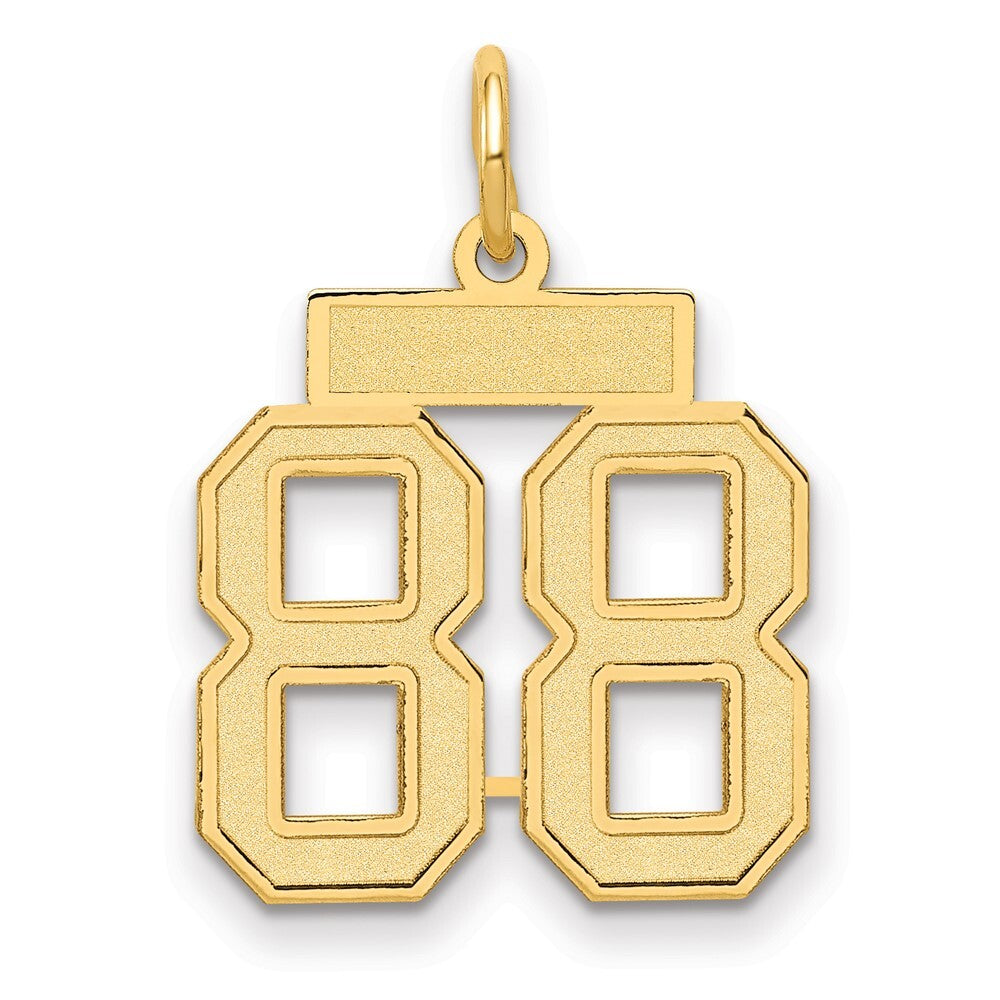 14k Yellow Gold Small Satin Number 88 Charm Pendant for Women