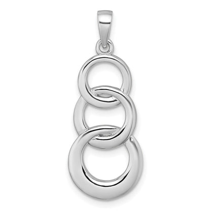 Sterling Silver Rhodium-plated Polished 3 Circle Pendant