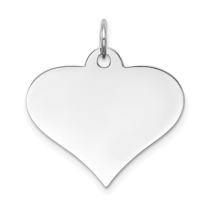 14k White Gold Plain .018 Gauge Engraveable Heart Disc Charm Pendant for Women