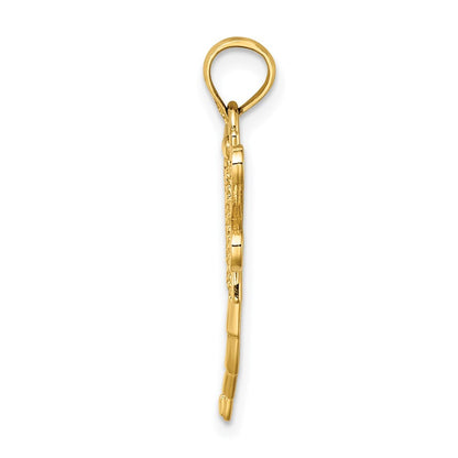 14k Yellow Gold Dragonfly Beaded Filigree Wings Charm