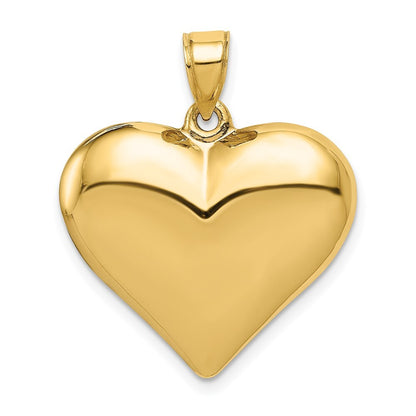 14k Yellow Gold Polished 3-D Puffed Heart Pendant for Women