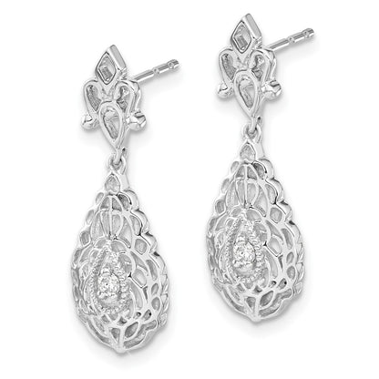 14k White Gold Diamond Teardrop Vintage Drop & Dangle Earrings