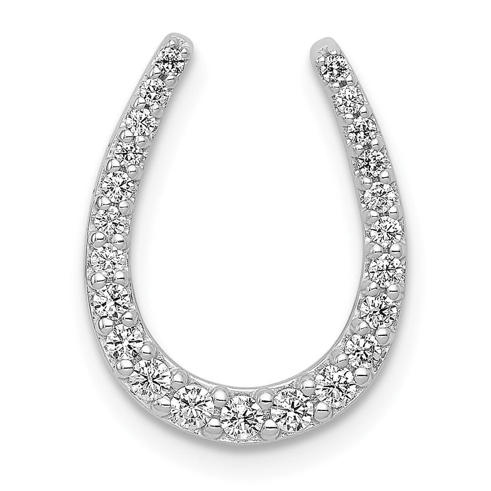 14k White Gold 1/4ct. Diamond Horseshoe Chain Slide Pendant for Women