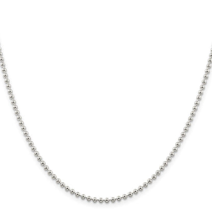 Sterling Silver 2.35mm Beaded Chain Necklace