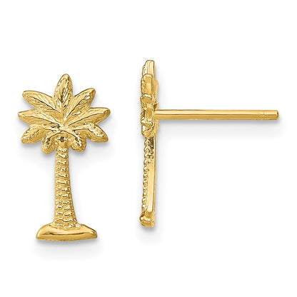 14k Yellow Gold Palm Tree Earrings