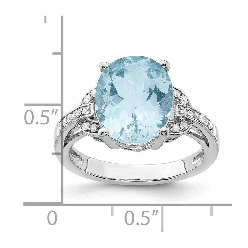 Sterling Silver Rhodium Sky Blue Topaz & Diamond Ring Size 7