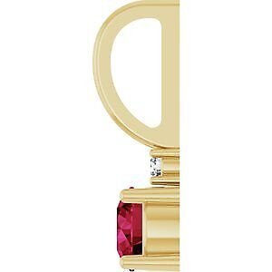 14k Yellow Gold Lab-Grown Ruby & .015 CT Natural Diamond Charm Pendant