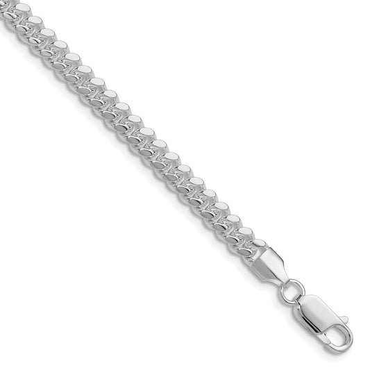 Sterling Silver Rhodium-plated Polished 5.7mm Domed Curb Chain Bracelet