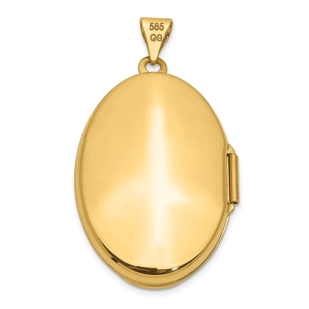 14k Yellow Gold Polished Domed Oval Locket Pendant for Women