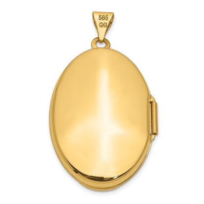14k Yellow Gold Polished Domed Oval Locket Pendant for Women