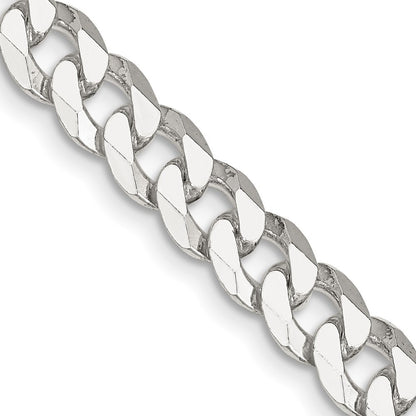 Sterling Silver 7mm Beveled Curb Chain Necklace