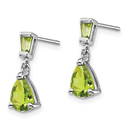 14k White Gold Peridot Dangle Earrings Gift for Women