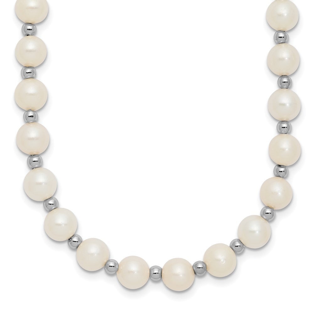 14k White Gold 6mm Near-Round Freshwater Cultured Pearl Beaded 18" Necklace